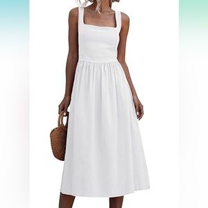 hathne White Sleeveless Midi Dres Size L